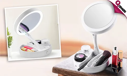Dual-Sided Makeup Mirror with LED Light!